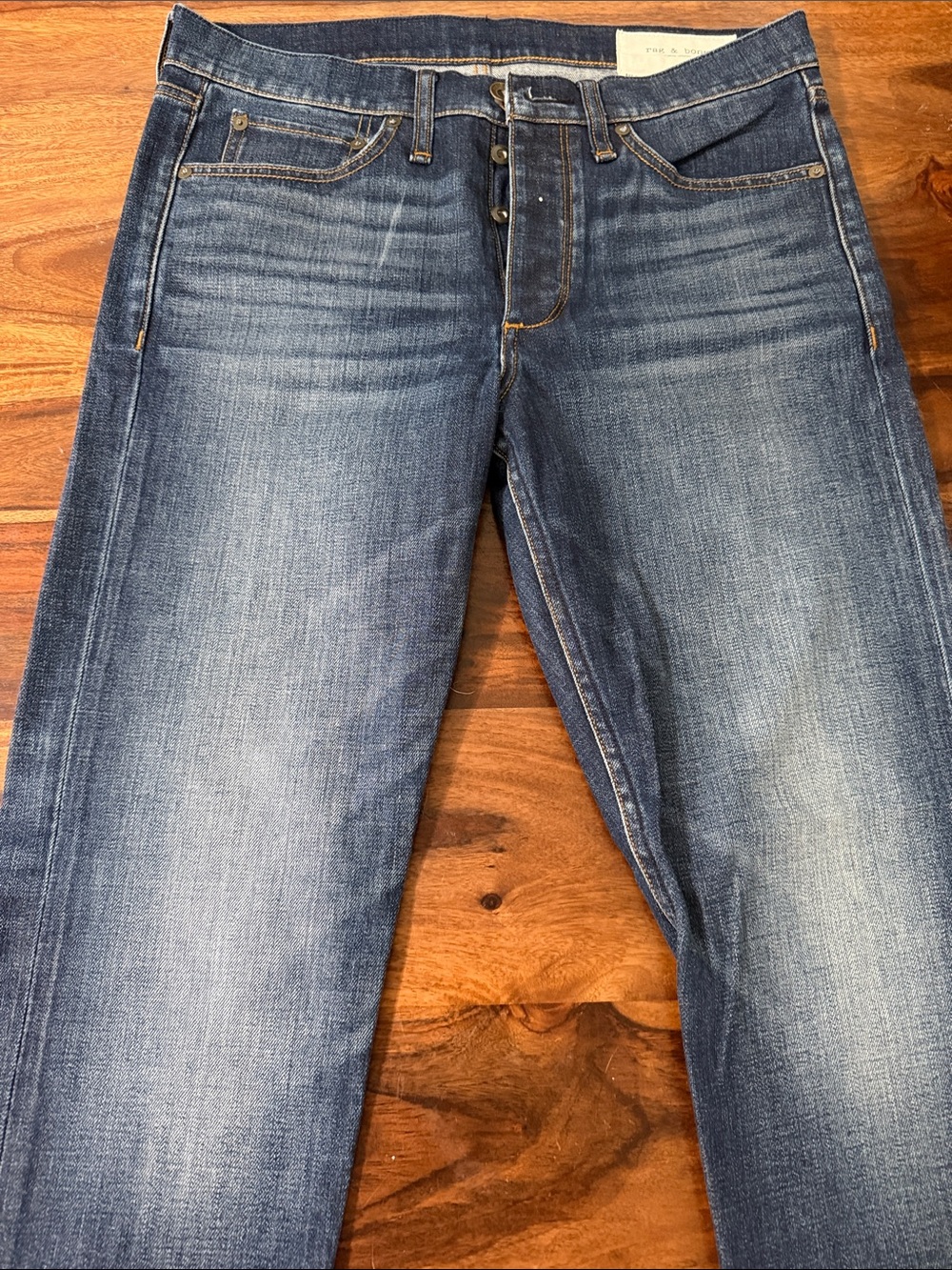 rag & bone Slim Straight Jeans in Medium Blue Wash